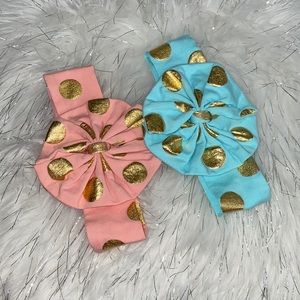 🤩4/$15🥳 blue &pink with gold dot headband bows